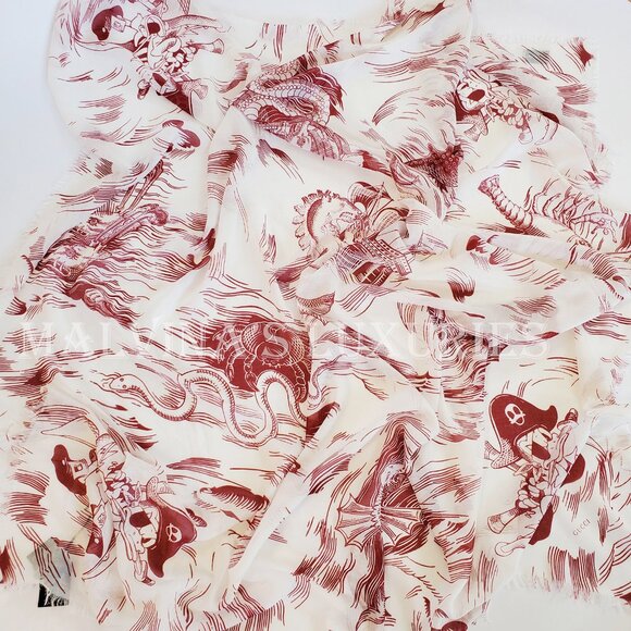 GUCCI SCARF 463508 DISNEY SEA STORM PRINT RED WHITE MODAL SILK SQUARE 55" - Picture 11 of 16